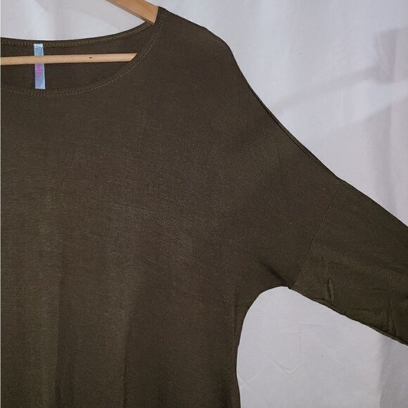 Azules Olive Green Long Sleeve Tunic Dress Shirt Size S - Picture 2 of 7